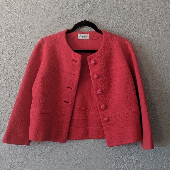 Carrolls Kimberly 100% wool vintage pink Blazer - Picture 5 of 8